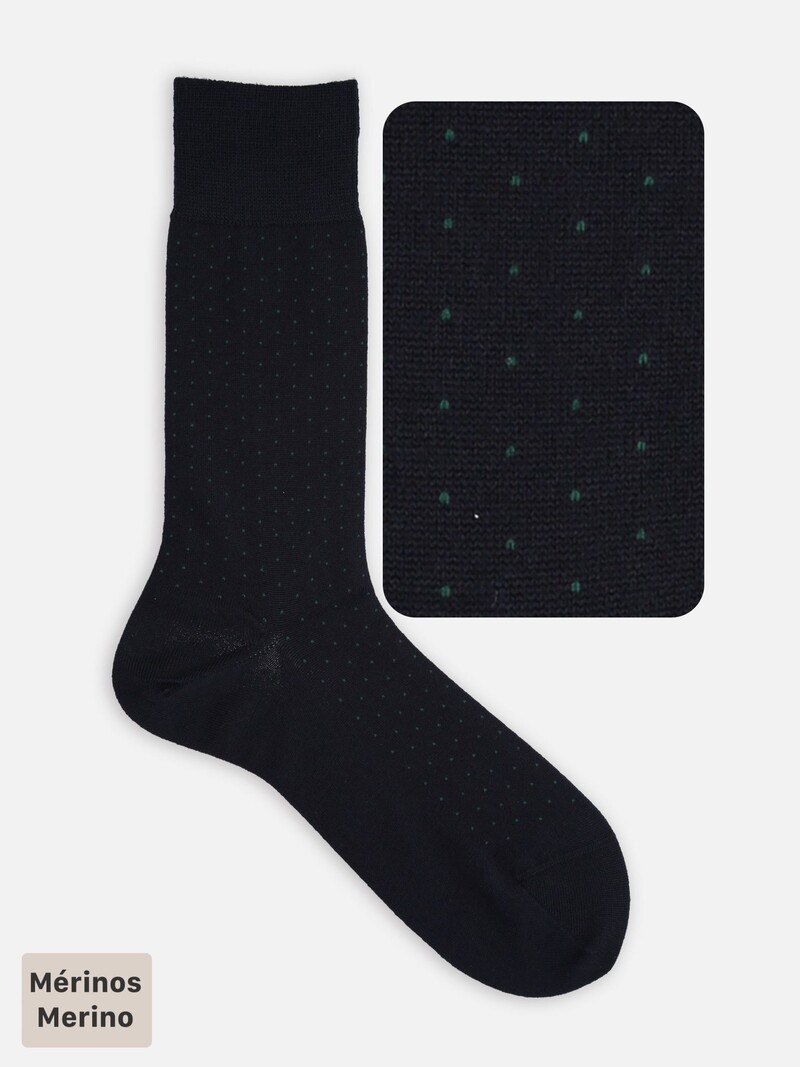 Merino Wool Pindot Mid-Calf Socks M