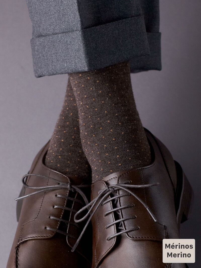 Merino Wool Pindot Mid-Calf Socks M