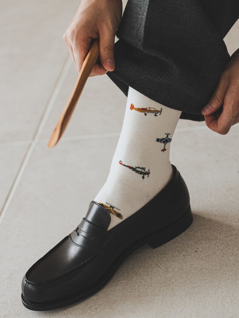 Airplane Pattern Crew Socks M