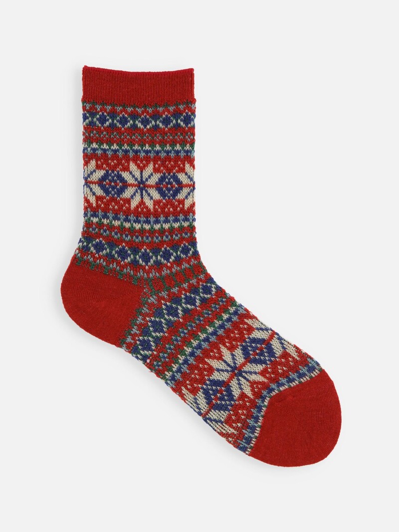 Lambswool Snowflake Low Crew Socks