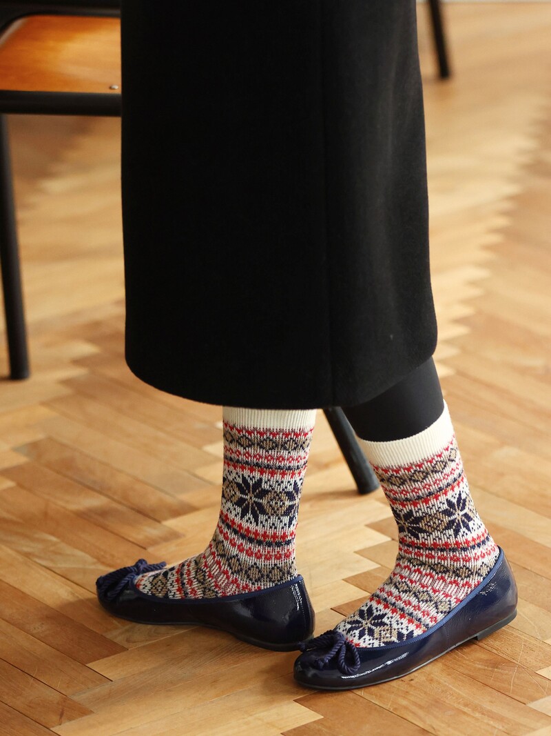 Lambswool Snowflake Low Crew Socks