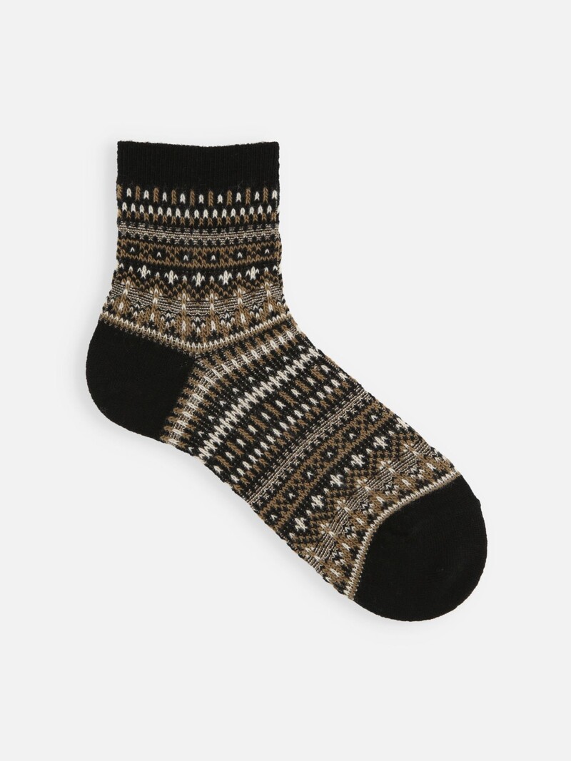 Kurze Woll-Jacquard-Socken mit Fair-Isle-Muster M