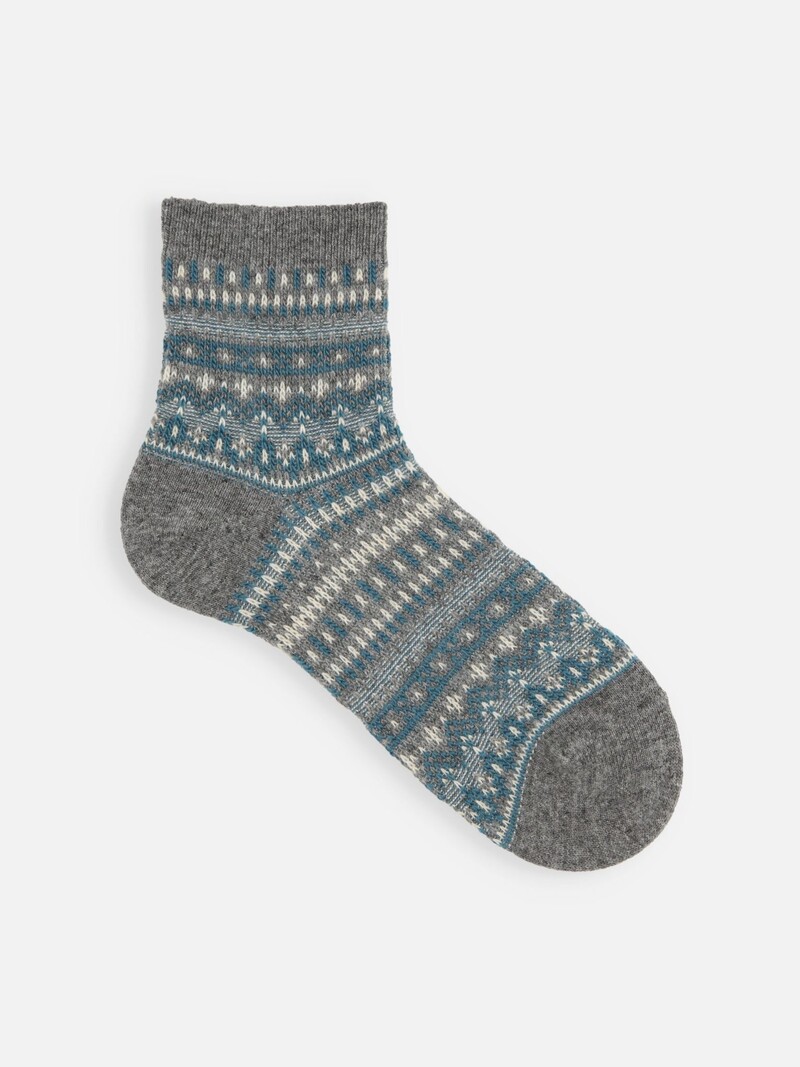 Kurze Woll-Jacquard-Socken mit Fair-Isle-Muster M