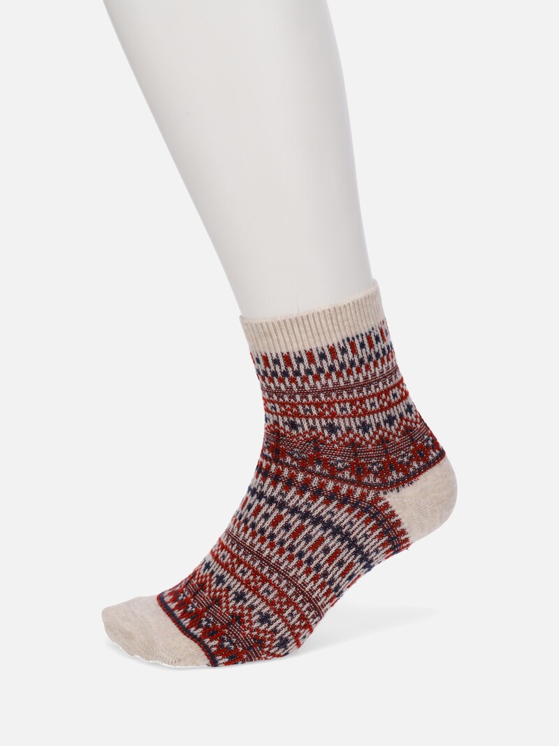 Kurze Woll-Jacquard-Socken mit Fair-Isle-Muster M