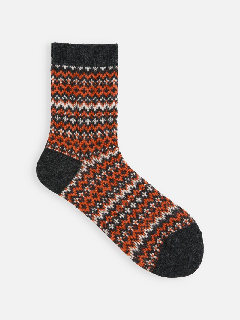 Wool Fair Isle Low Crew Socks