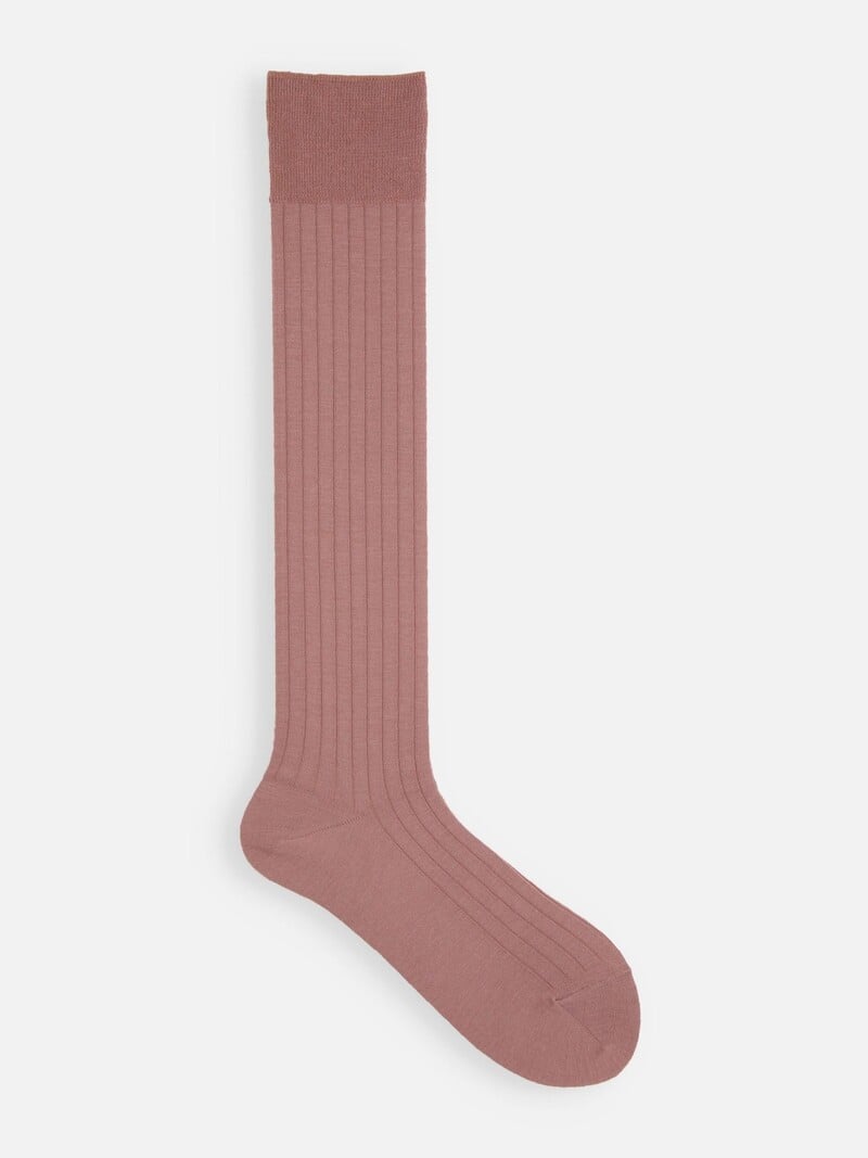 Merino Wool 9x2 Ribbed Fine Knee High Socks