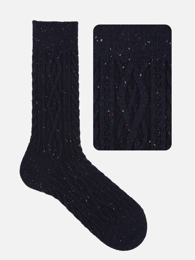 Cable Knit Flecked Mid-Calf Socks M