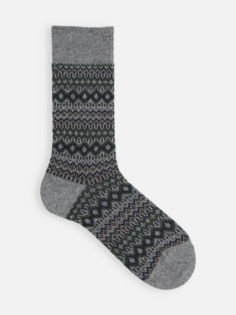 Calza media Fair Isle jacquard lana M