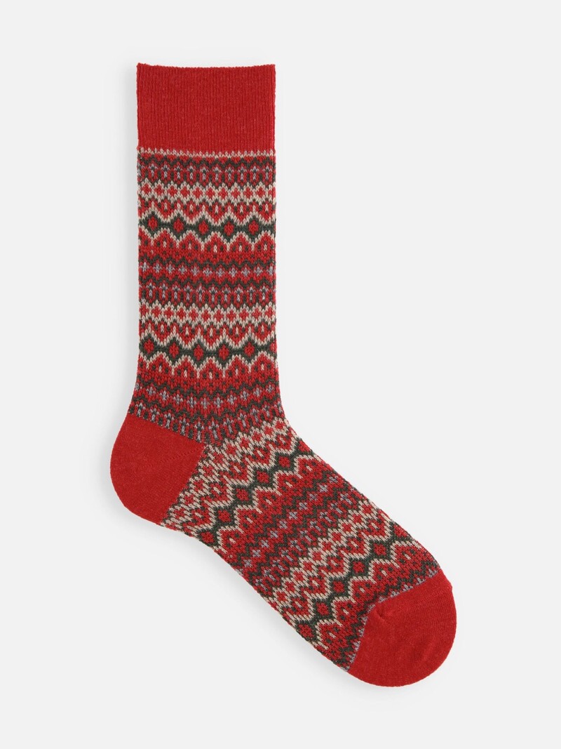 Fair Isle meia meia jacquard de lã M