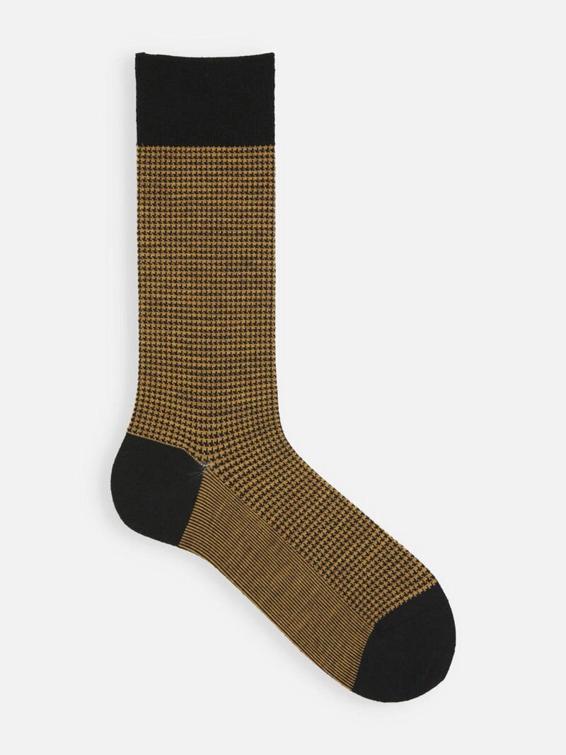 Mittelhohe Socken aus Merinowolle mit Hahnentrittmuster M