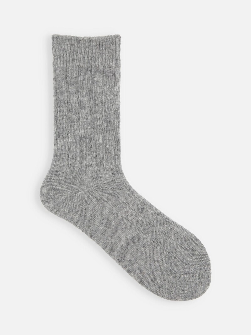 Gris chiné, Chaussettes torsadées - Femme - Laine d'agneau