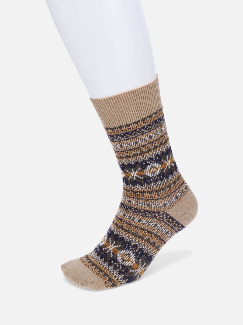 Lamswollen Fair Isle halfhoge sokken M
