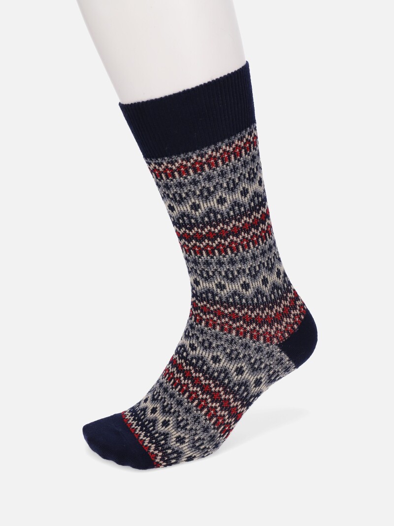 Fair Isle meia meia jacquard de lã M