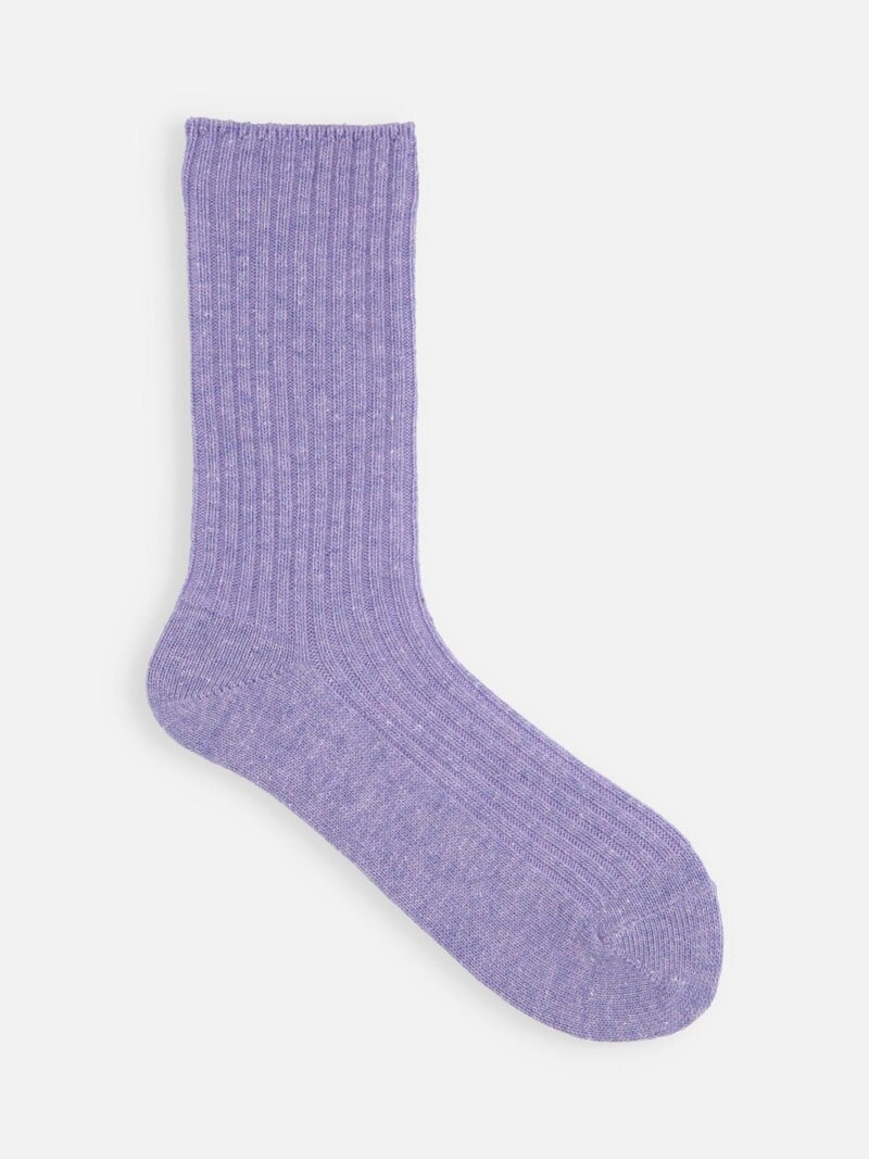 Klassieke geribde sokken van wol/kasjmier met ronde hals
