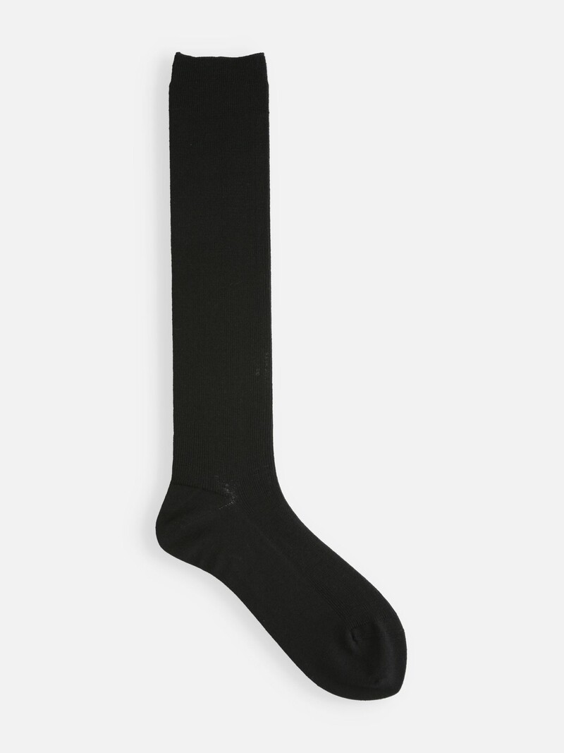 Chaussette haute laine Mérinos luxe côtes 1x1