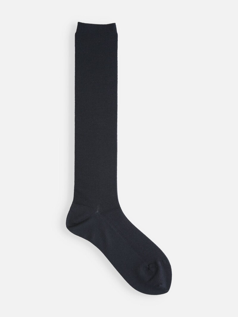 Chaussette haute laine Mérinos luxe côtes 1x1