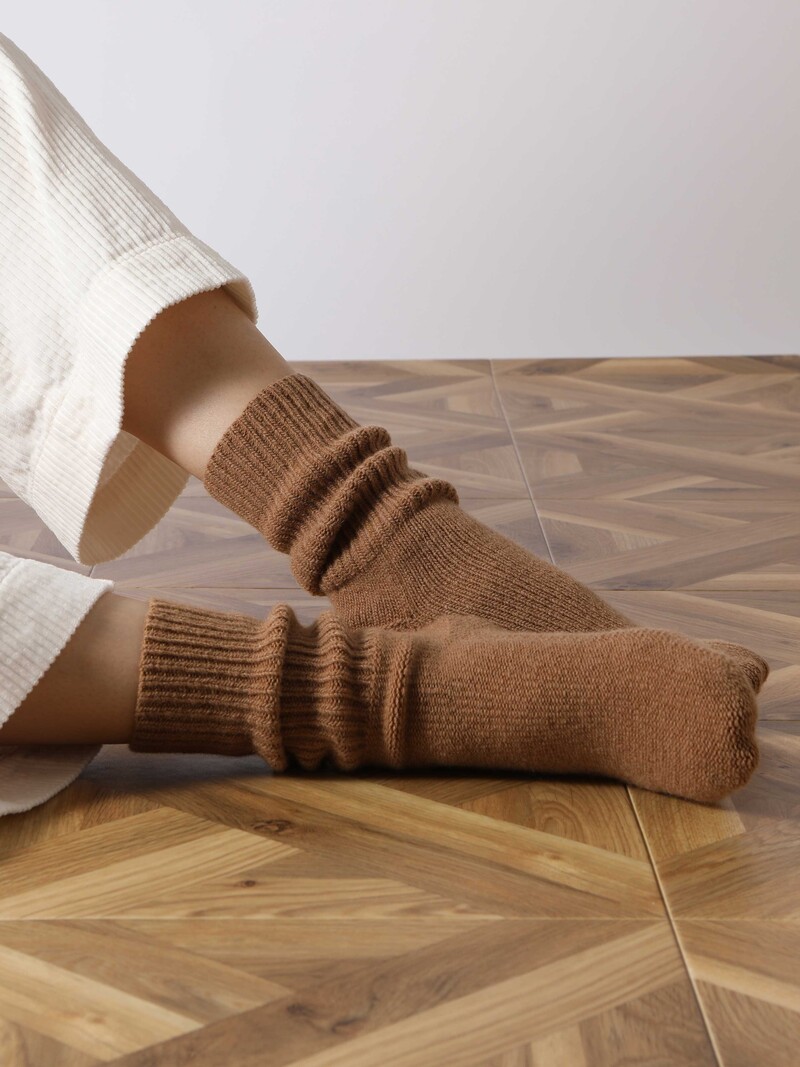 Calcetines de cama de lana de cordero de canalé 1x1 Wholegarment