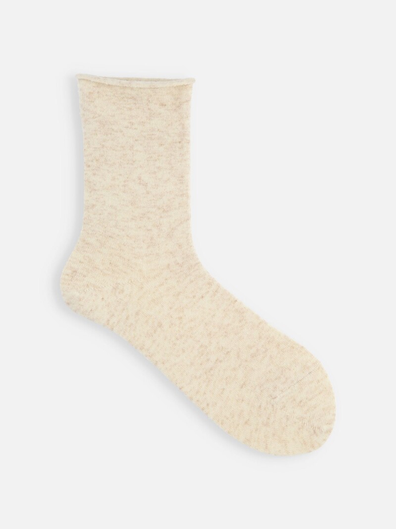 Lambswool Roll Top Plain Low Crew Socks