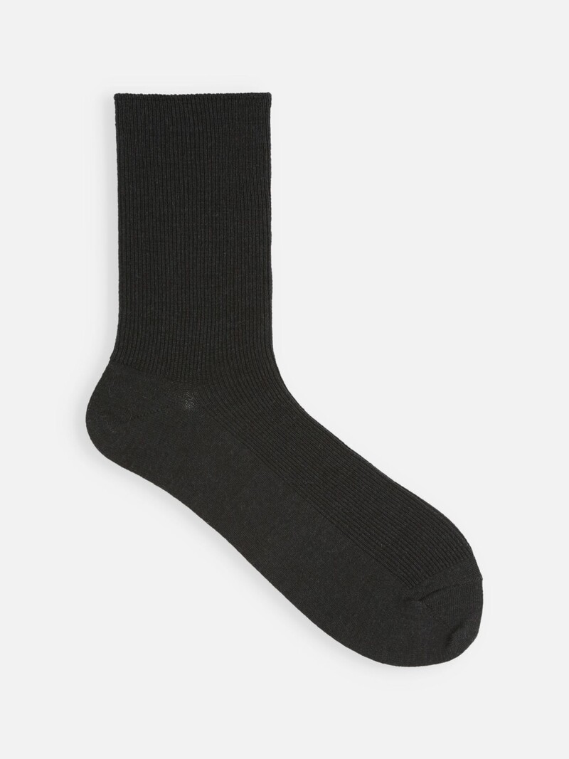 Gerippte Crew-Socken aus ultrafeiner Merinowolle