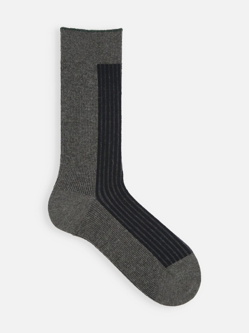 Merino Bicolore Rib Linking Crew Socken M