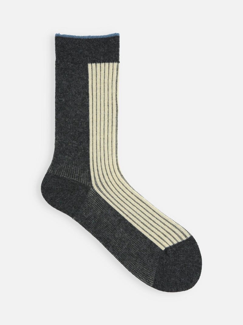 Merino Bicolore Rib Linking Crew Socken S