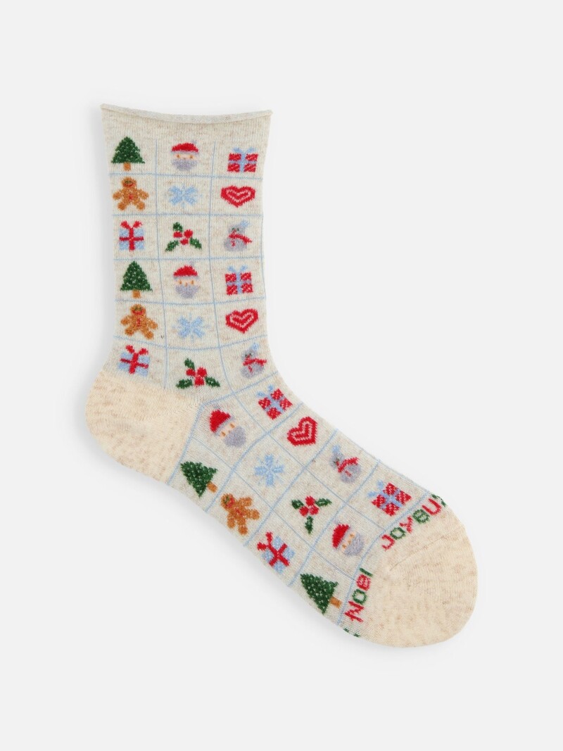 Weihnachts-Rolltop-Socken aus Merinowolle