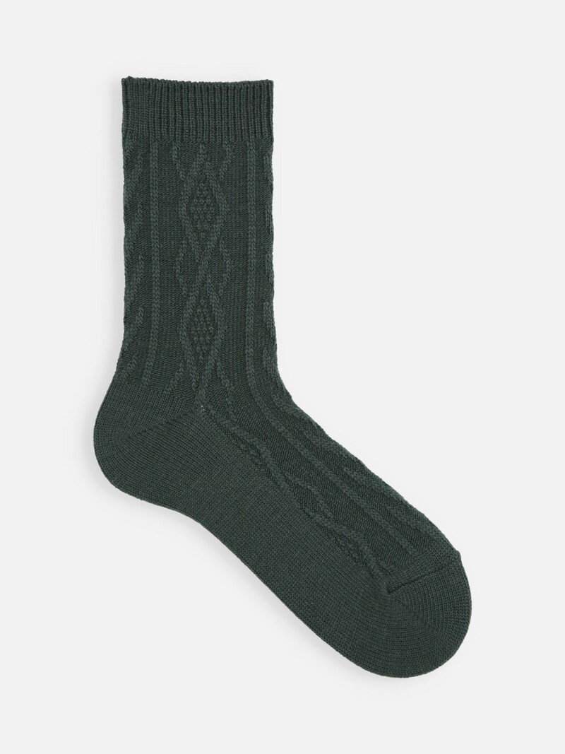 Wool Diamond Cable Crew Socken M