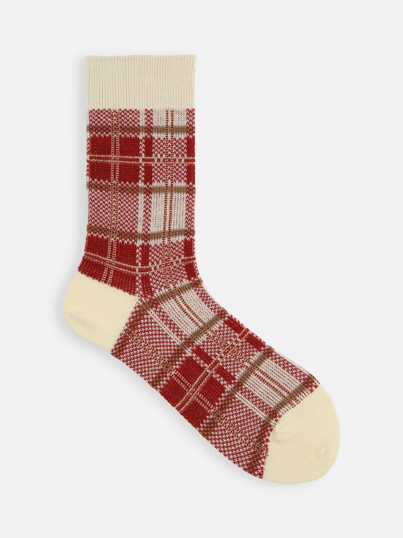 Mi-chaussette jacquard lamé carreaux Tartan