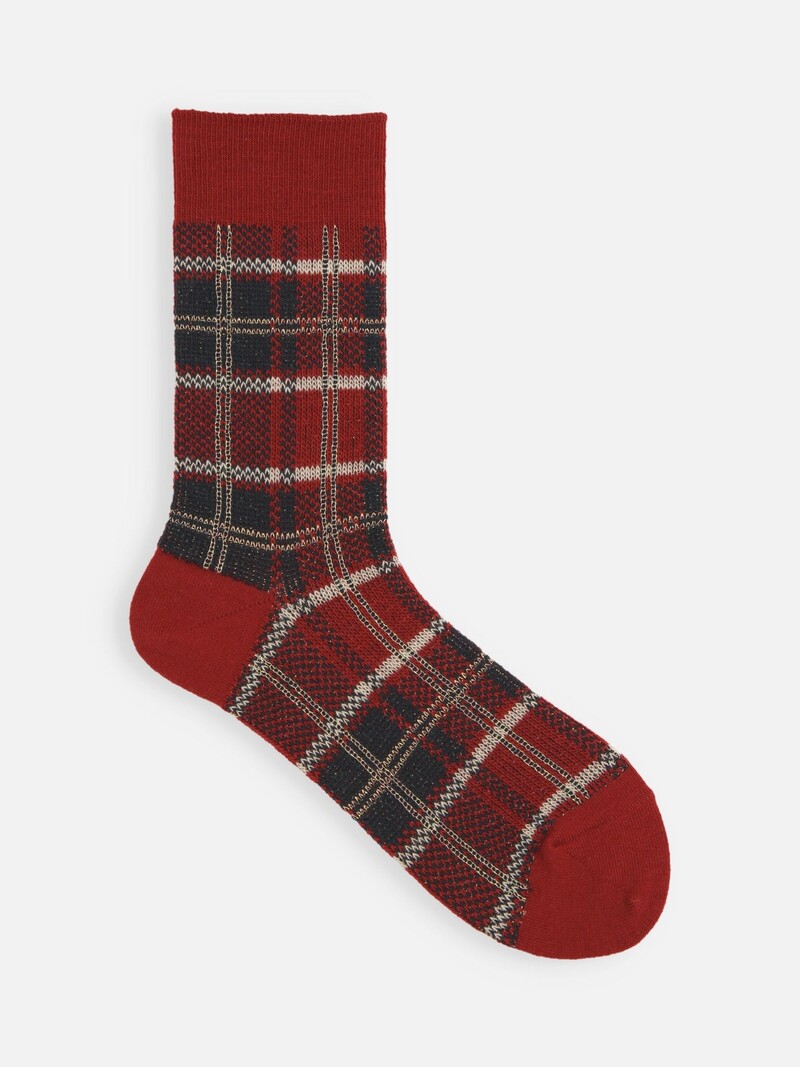 Sparkling Tartan Check Crew Socks