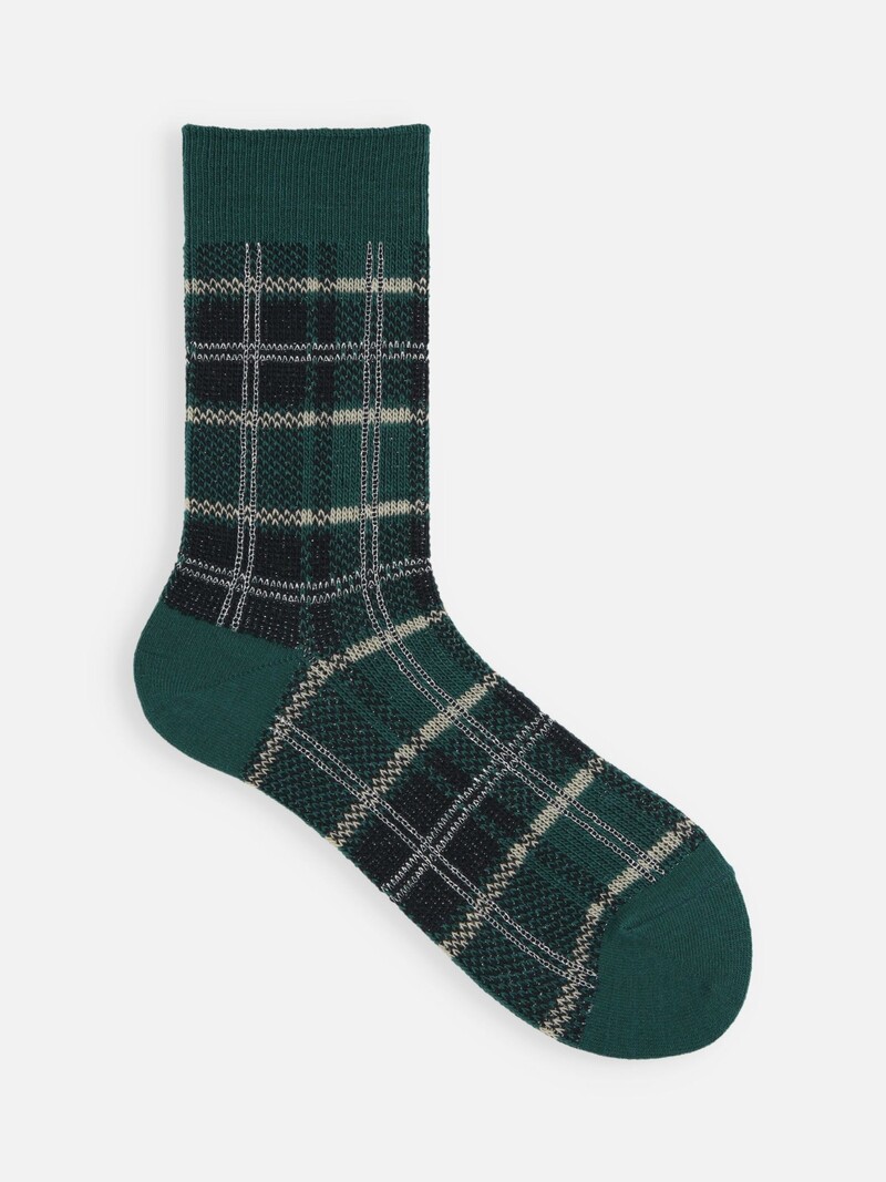 Funkelnde Crew-Socken mit Tartan-Karomuster