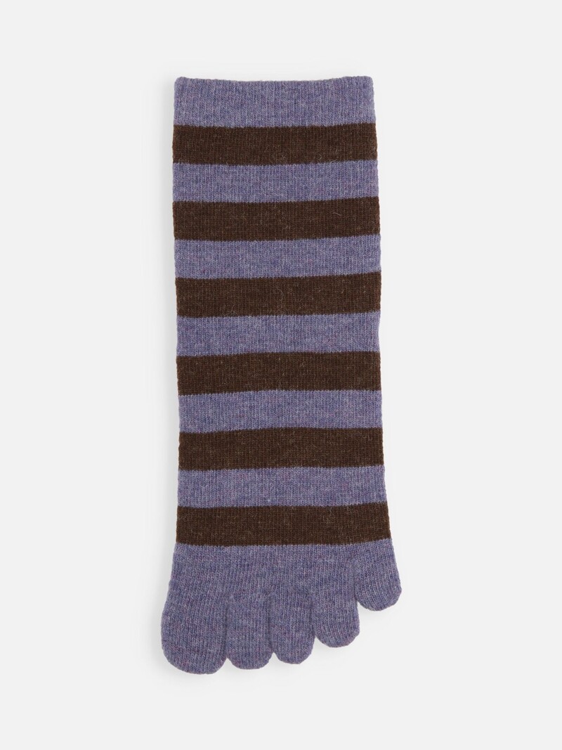 Wool Wide Stripe Tabi Low Crew Socks