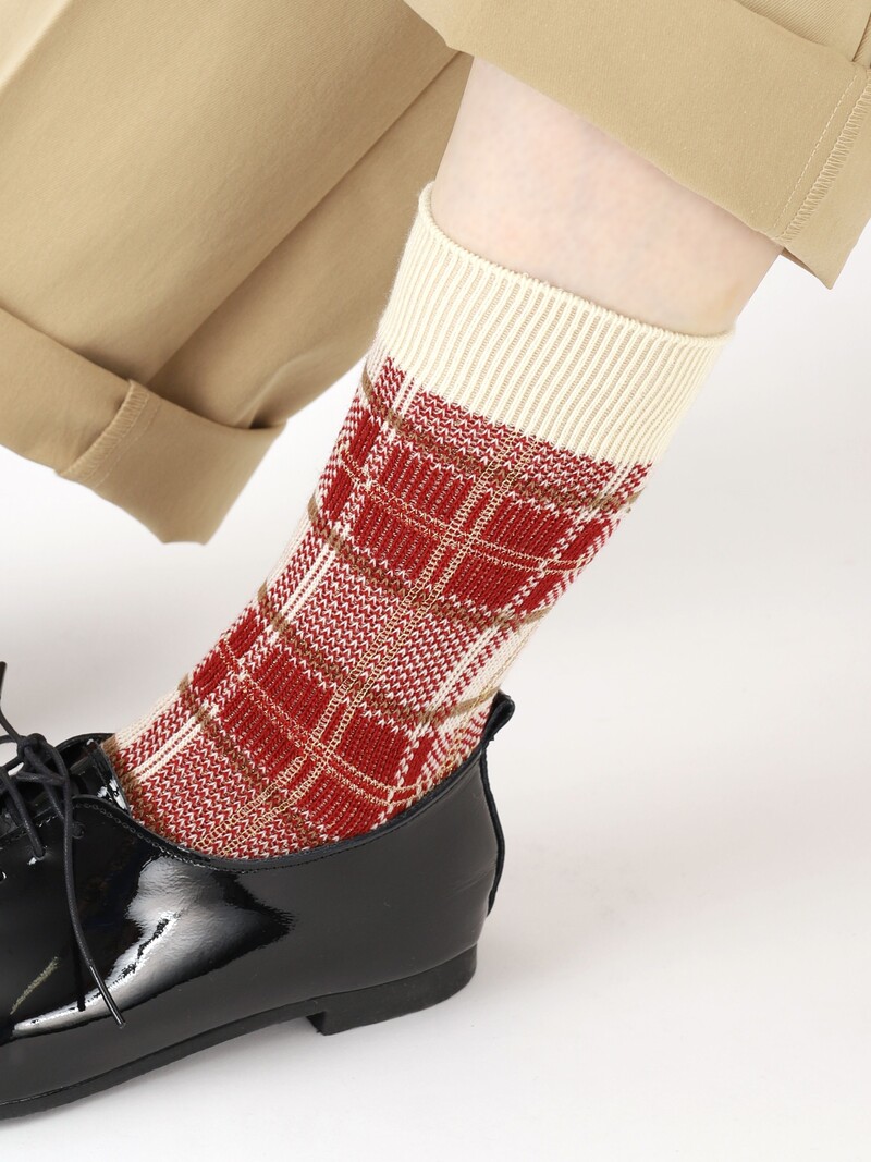 Mi-chaussette jacquard lamé carreaux Tartan