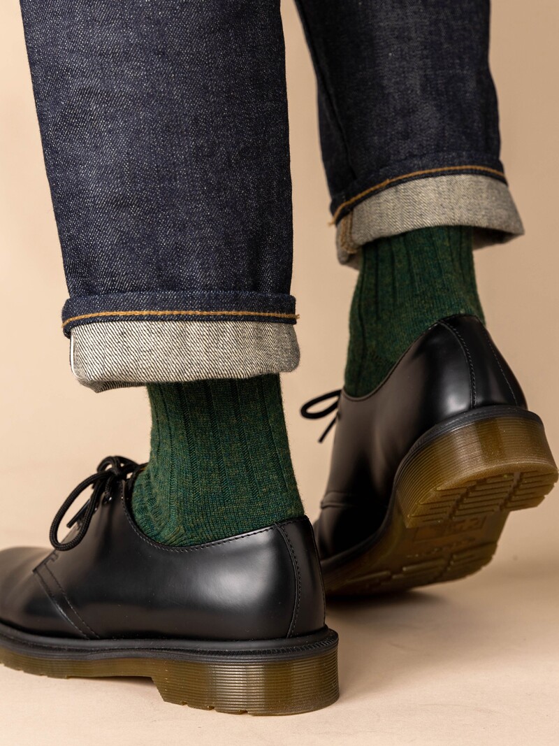 Short Wool Ribbed Dress Socks