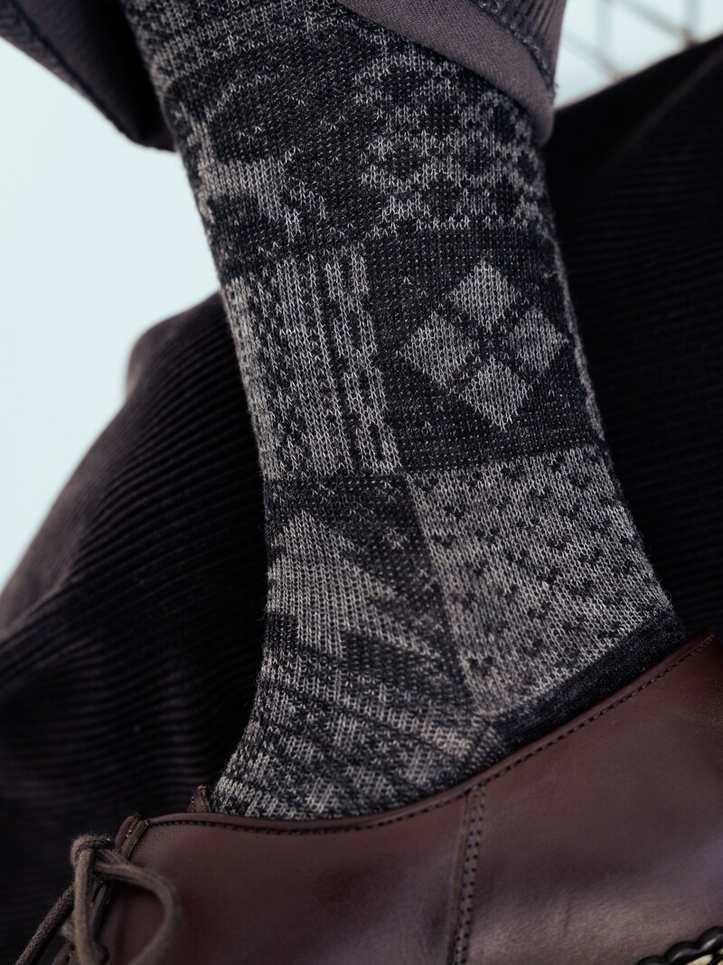 Mezza calza in lana merino natalizia scandinava