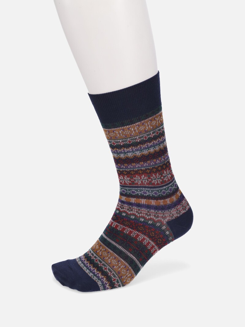 Calcetines medios Fair Isle de jacquard a rayas