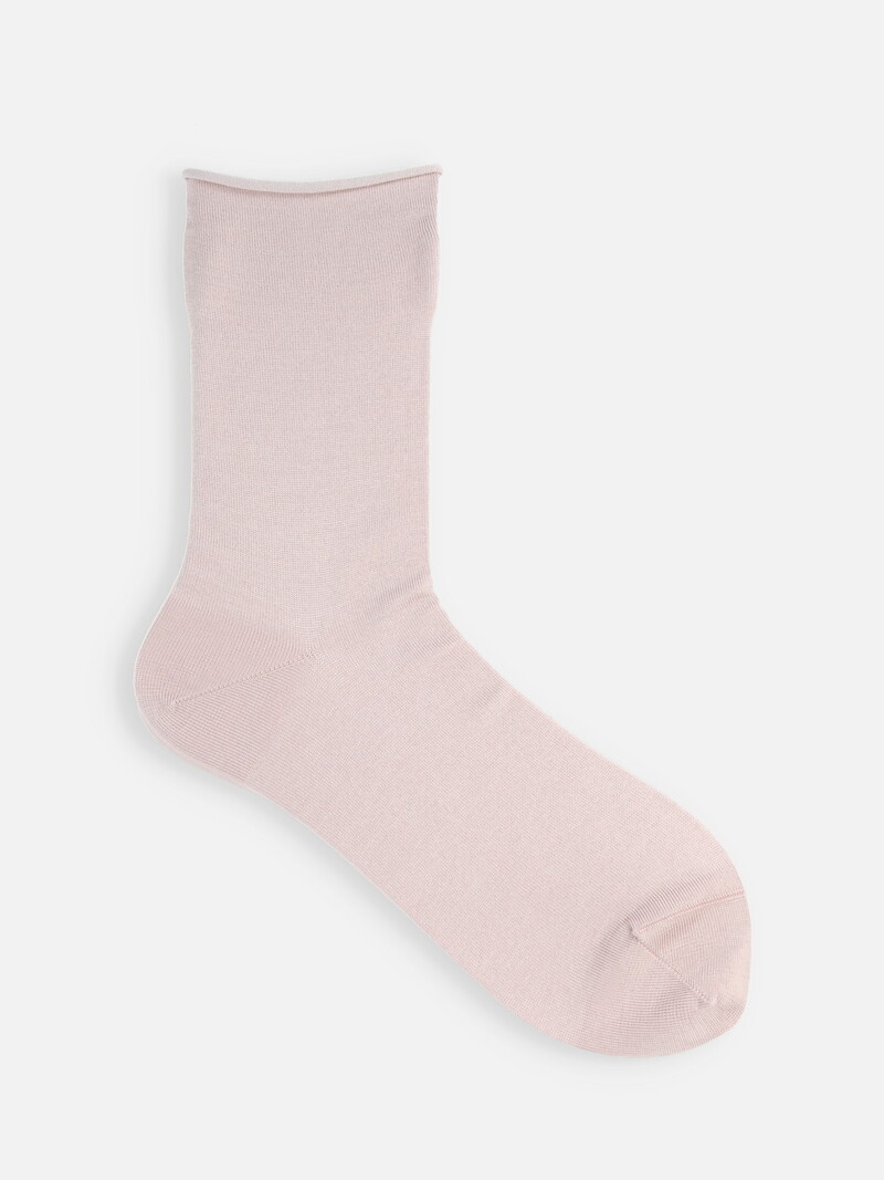 Premium Silk Plain Soft Top Low Crew Socks