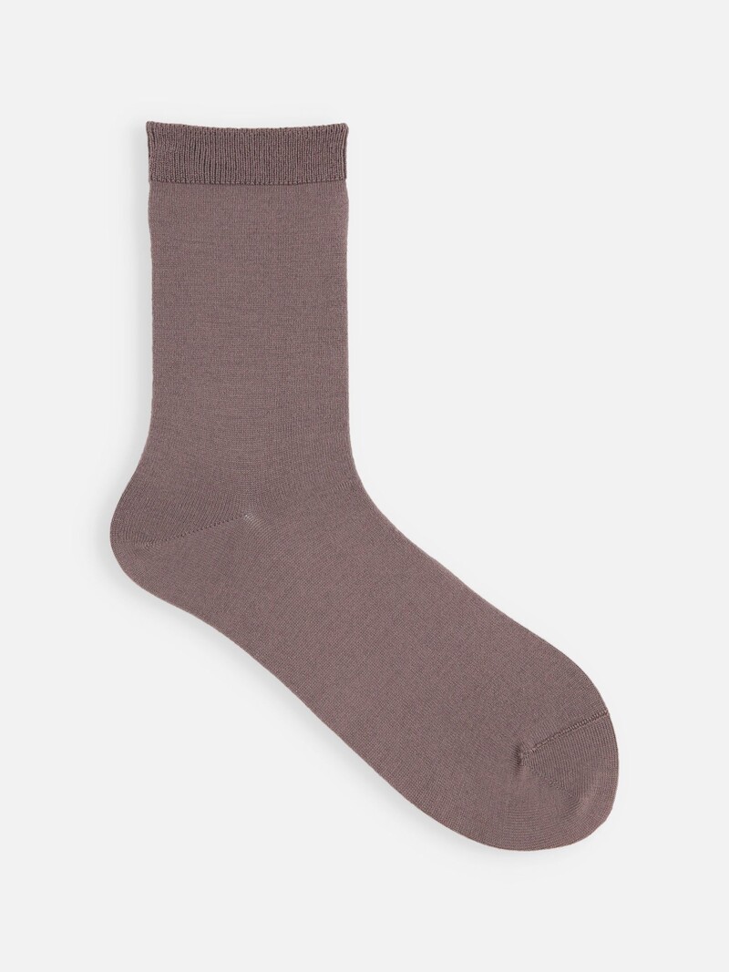 Luxe Merino Wool Plain Low Crew Socks - TABIO FRANCE