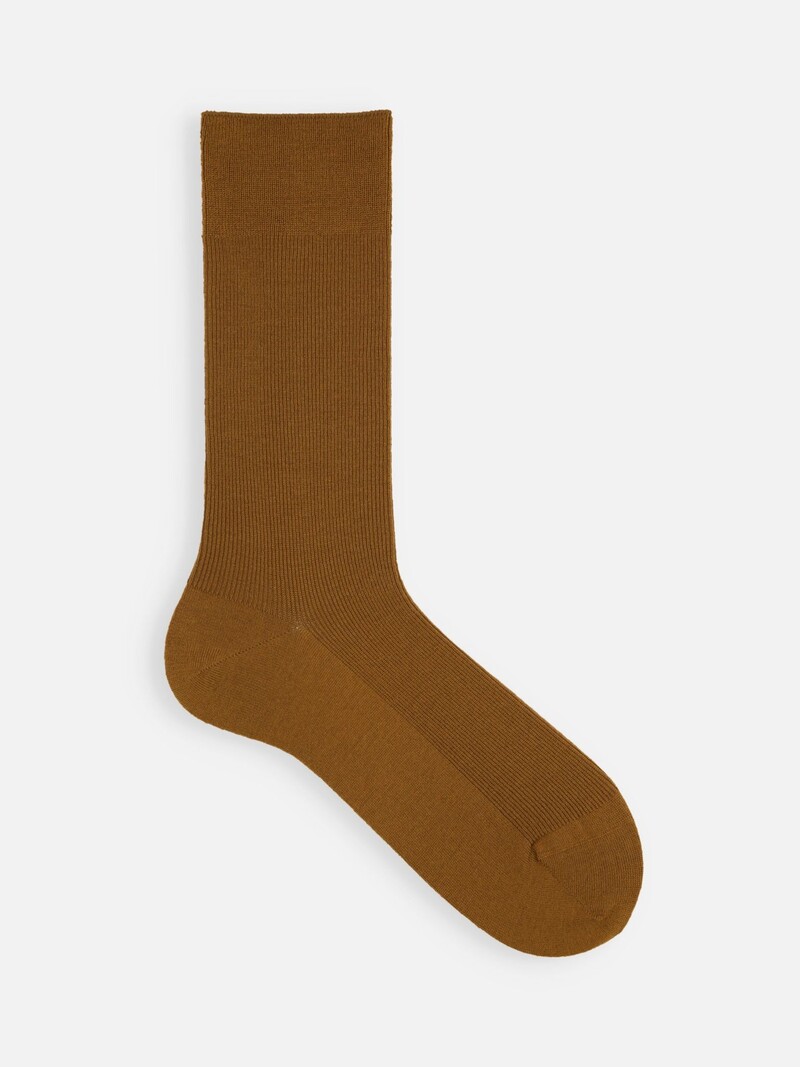 Mi-chaussette laine Mérinos luxe côtes 1x1 M