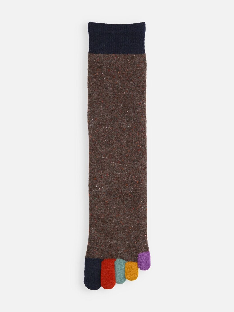 Merinowolle Regenbogen 5-Zehen-Socken M