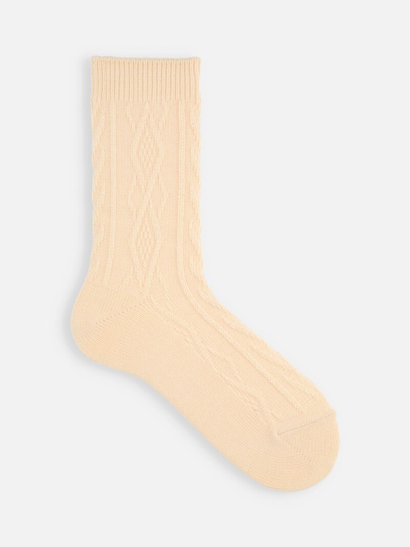 Wool Diamond Cable Crew Socken M