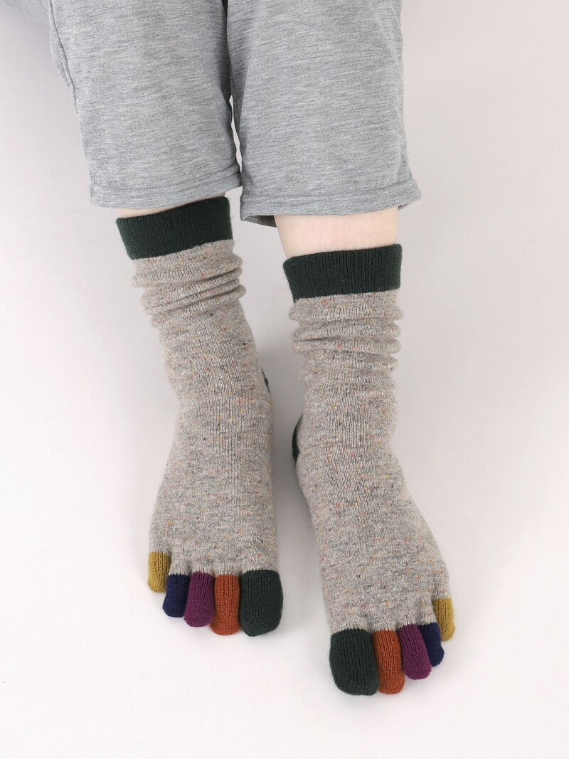 Merinowolle Regenbogen 5-Zehen-Socken S