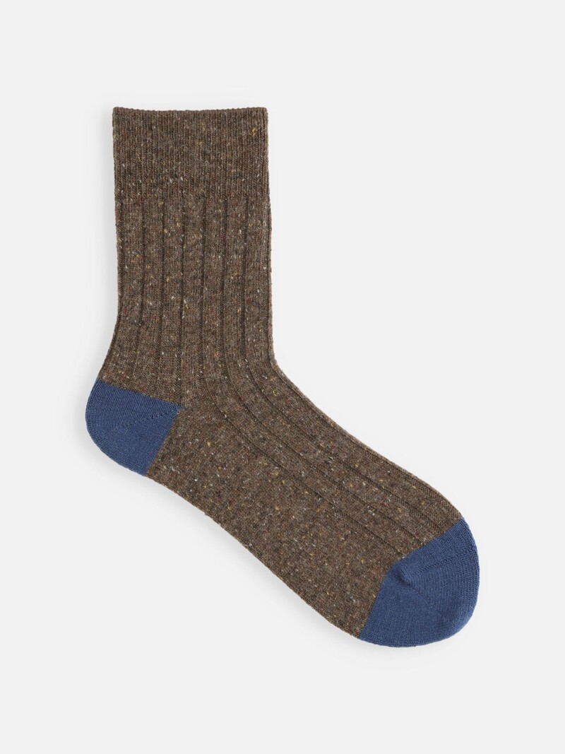 Wool Nep Bicolour Low Crew Socks