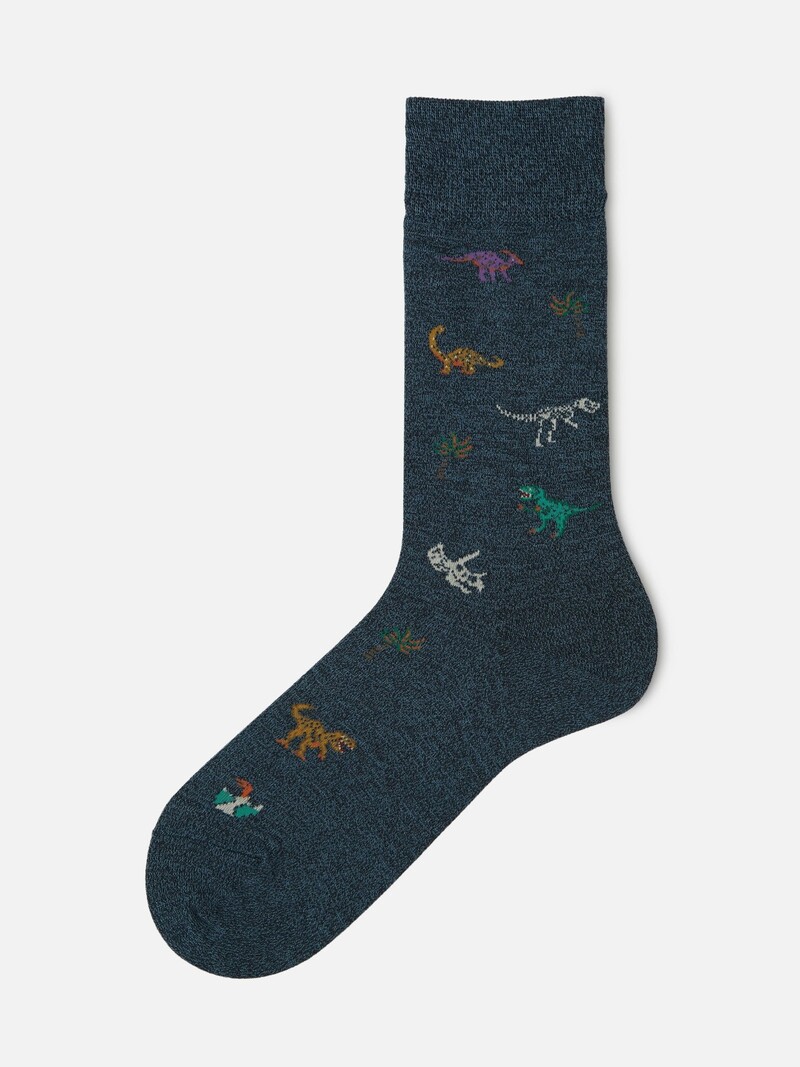 Dinosaur Pattern Crew Socks M