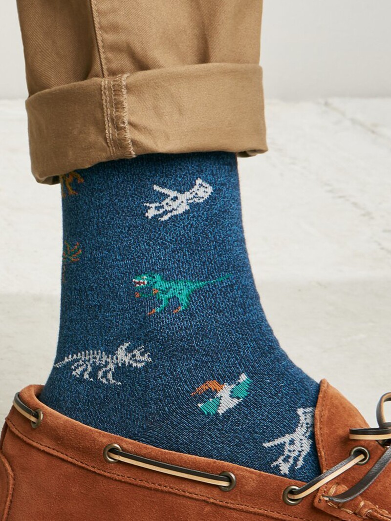 Dinosaur Pattern Crew Socks M