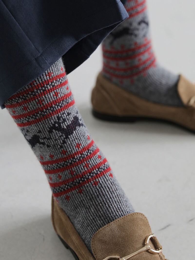 Lambswool Reindeer Crew Socks