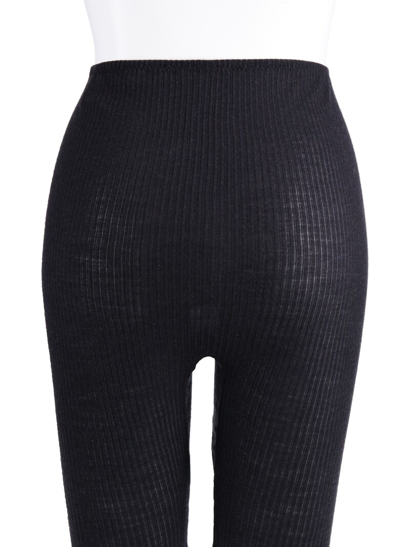 Black Ribbed Wool Leggings