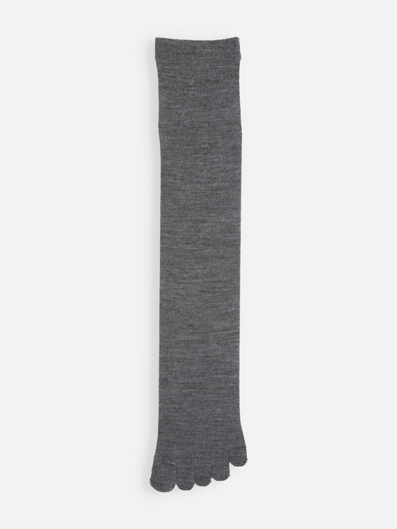 Chaussette haute 5 orteils unie en laine Mérinos luxe