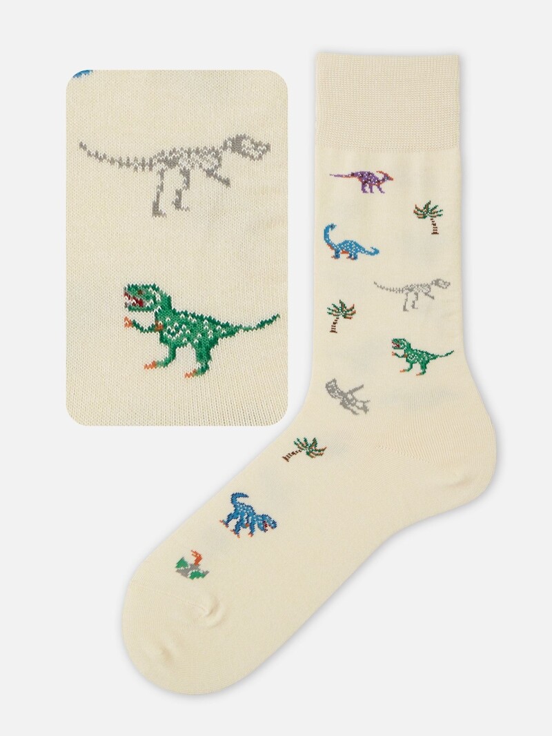 Dinosaur Pattern Crew Socks L