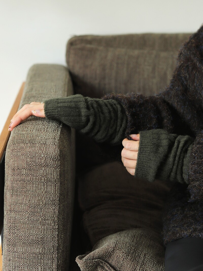 Scaldamuscoli in lambswool a coste 4x2 54cm