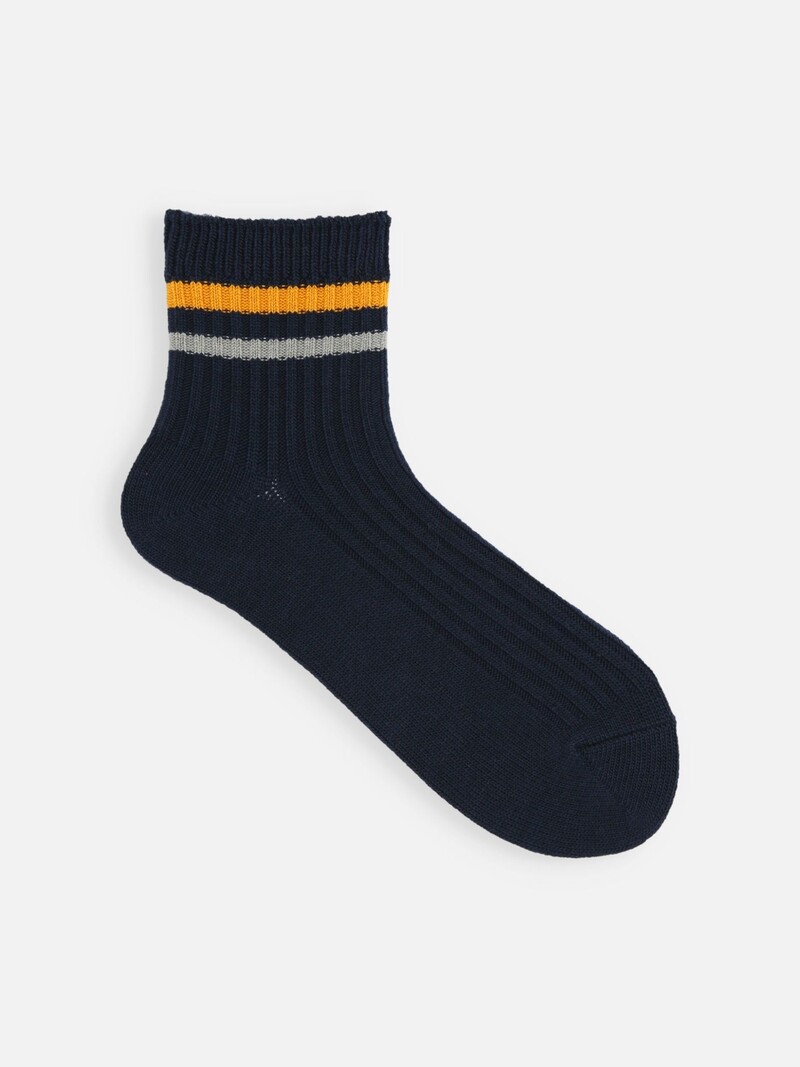 Bicolore Line Top Rib Ankle Socks